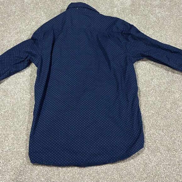 Denim & Flower Ricky Singh Men’s Slim Fit Shirt Navy Geometric Print Long Slv Sm - Picture 6 of 8